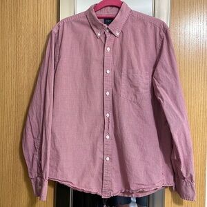 J. Crew red check button down long sleeve shirt size Large chest pocket
